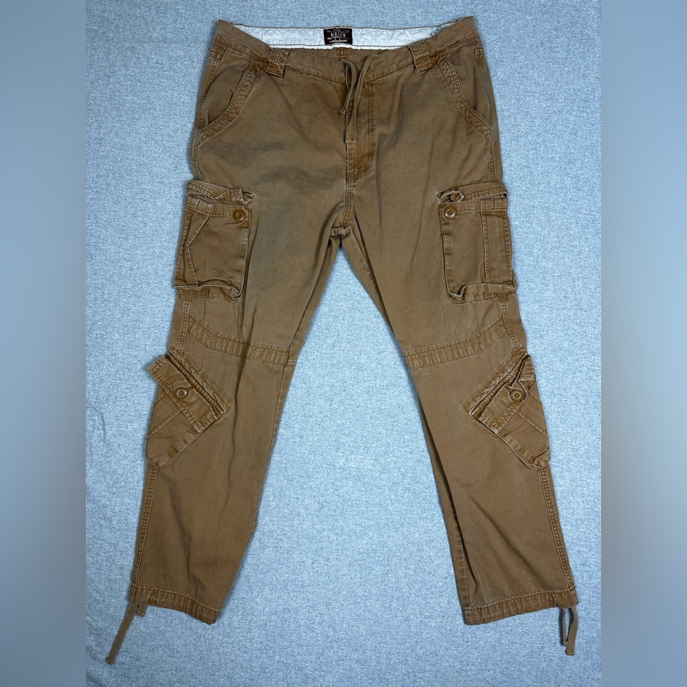 Matchstick Cargo Pant Mens 40 Brown Utility Pocket Tactical Drawstring Paratroop